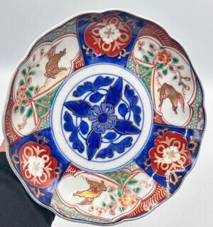 Antique Japanese Meiji Period Arita Imari Deep Plate Porcelain Hand-Painted